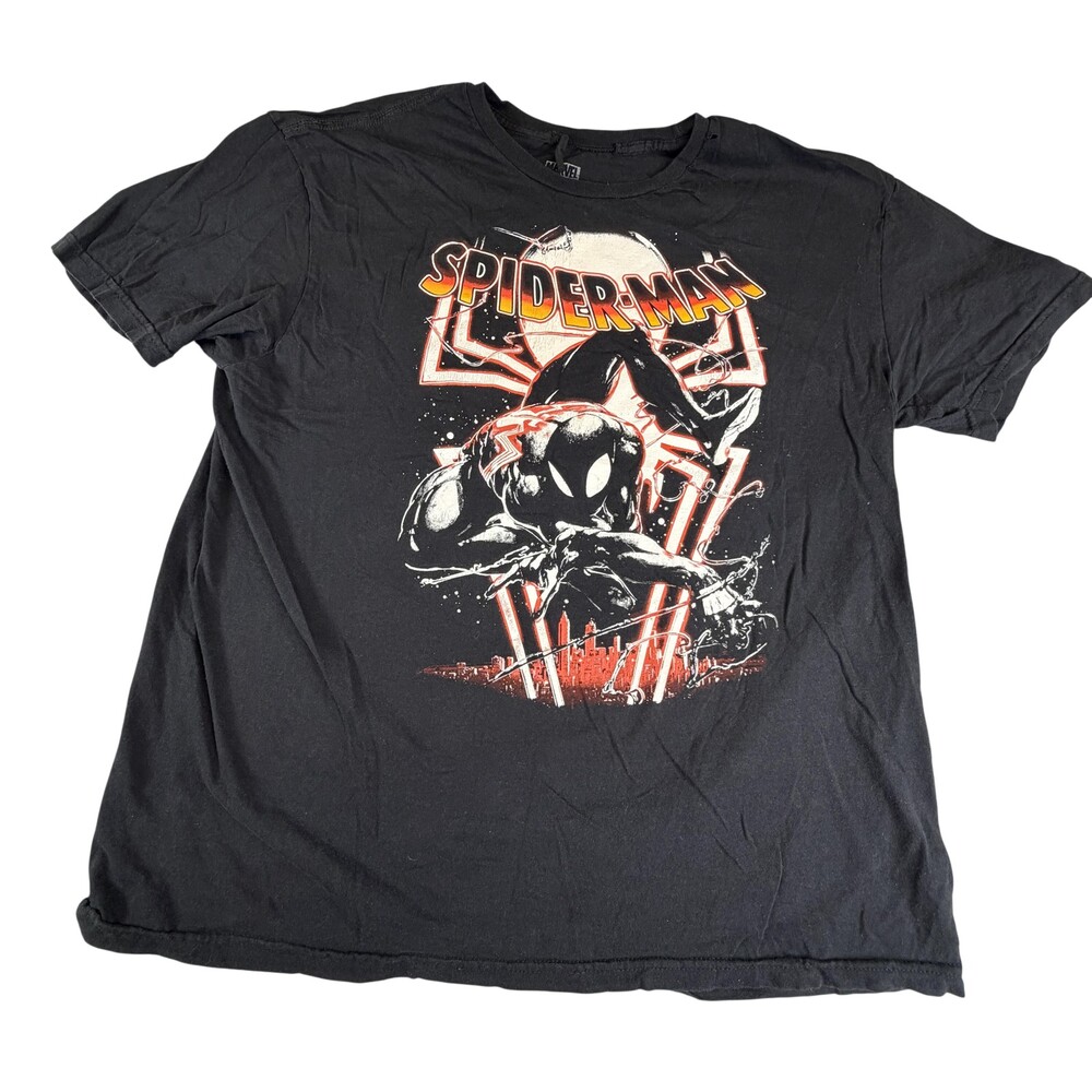 Marvel Spider-Man Shirt Mens XL Black Graphic Tee Superhero Comic Hero Top